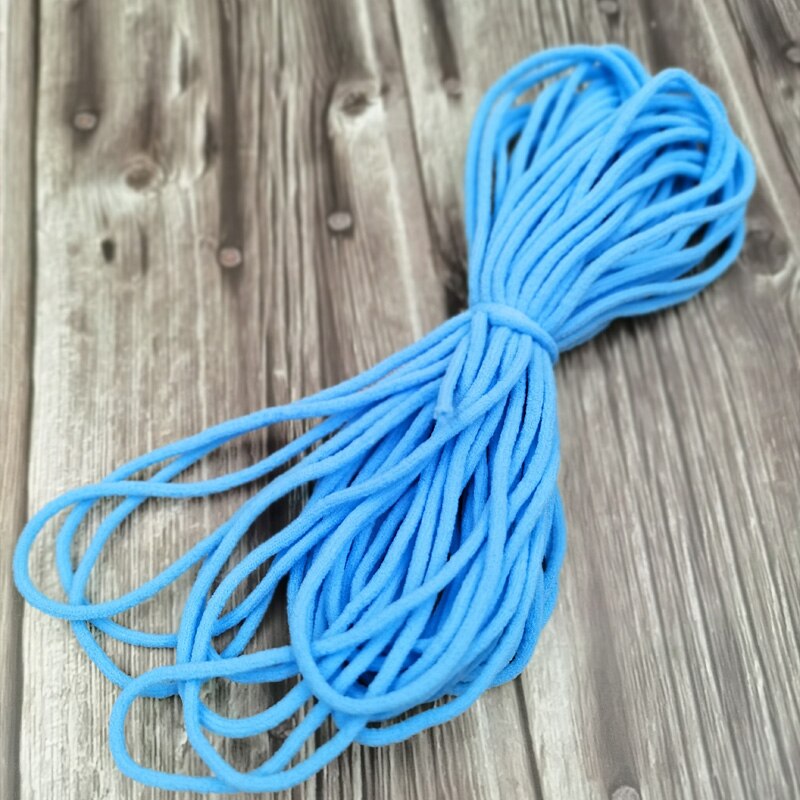 Banda elástica de colores para Costura de mascarillas, cordón elástico de Goma de 3mm, accesorios para manualidades: blue / 20m