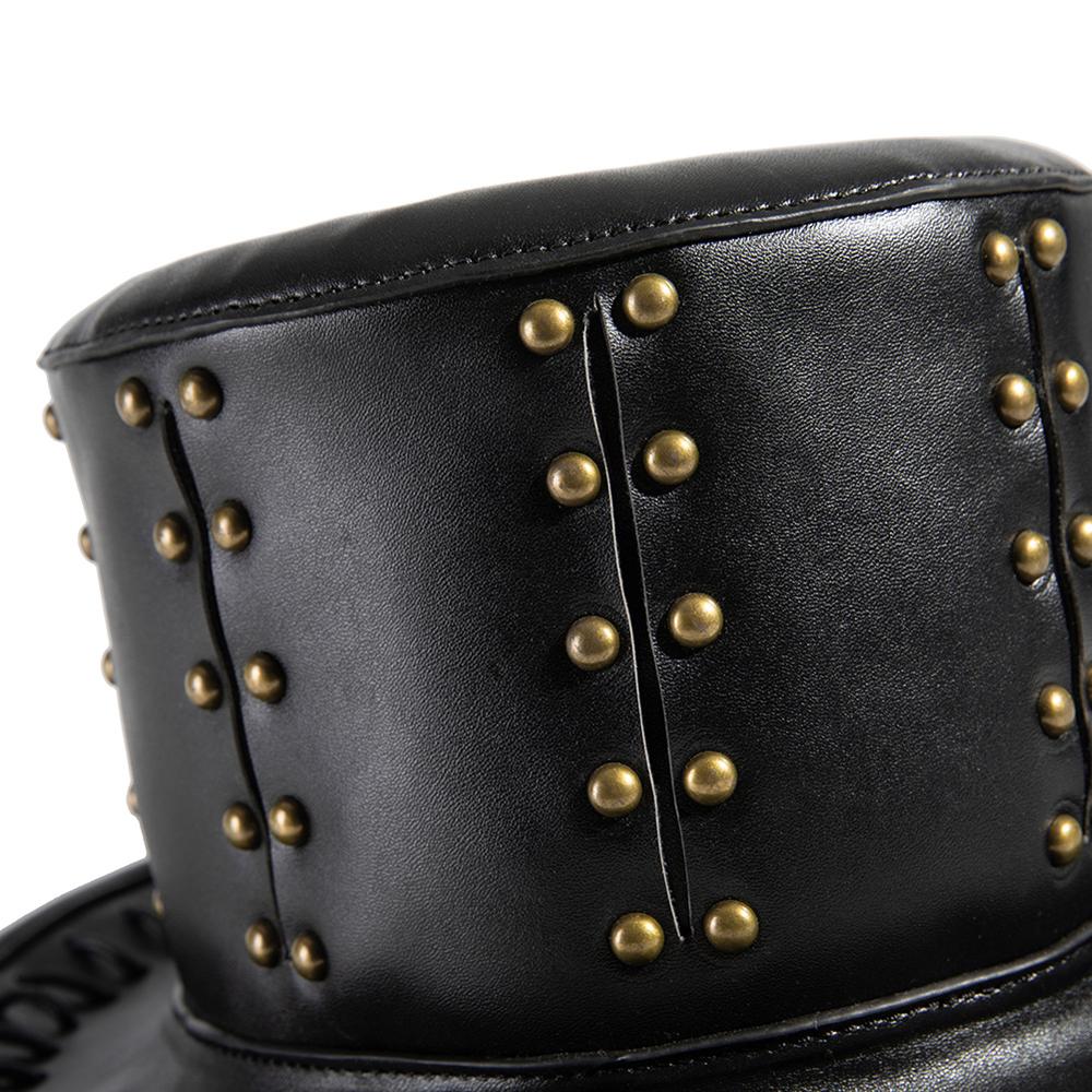 Aboutcos steampunk hat pu læder hatte victorian mandlige millinery traditionel magic tryllekunstner kasketter gentleman hat prom rekvisitter cos kit