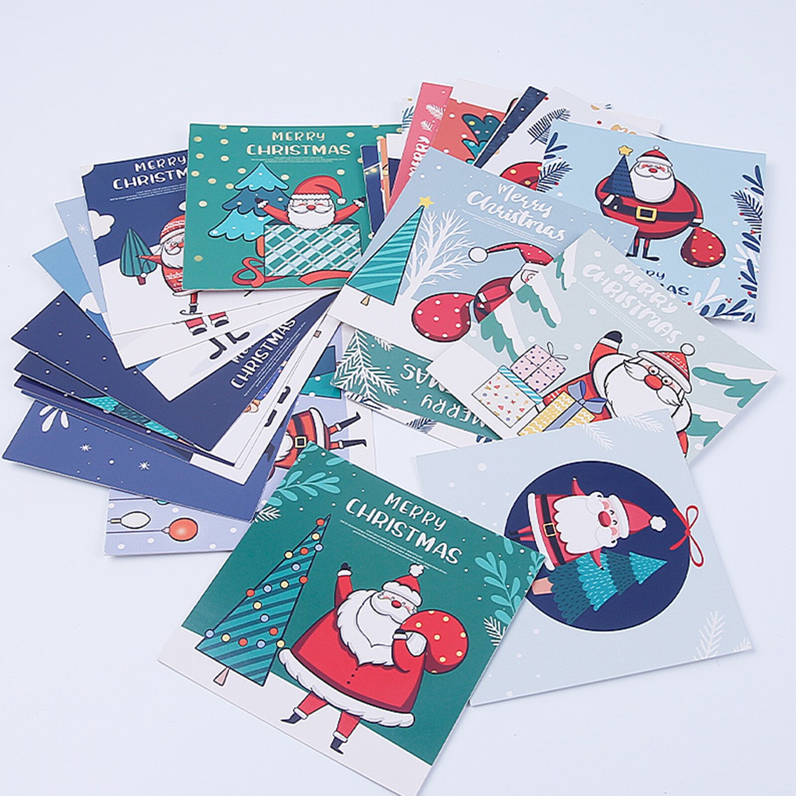 30 Stuks Wenskaart Kerst Brief Cartoon Patronen Print Handgemaakte Kaarten Diy Voor Familie Vrienden Kerst Accessoires