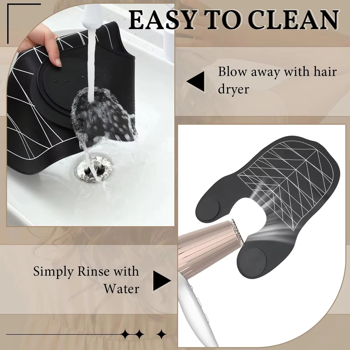 Capa para teñir el cabello, herramientas de peluquero negro, Collar para colorear de peluquería de silicona, capa de corte de pelo impermeable para salón de barbería
