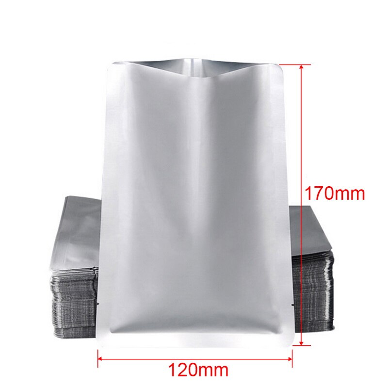 100 stk sølv aluminiumsfolie mylar poser vakuumforsegler glidelås matsparingspose oppbevaringsposer til kjøkkenutstyr #1: 12 x 17cm