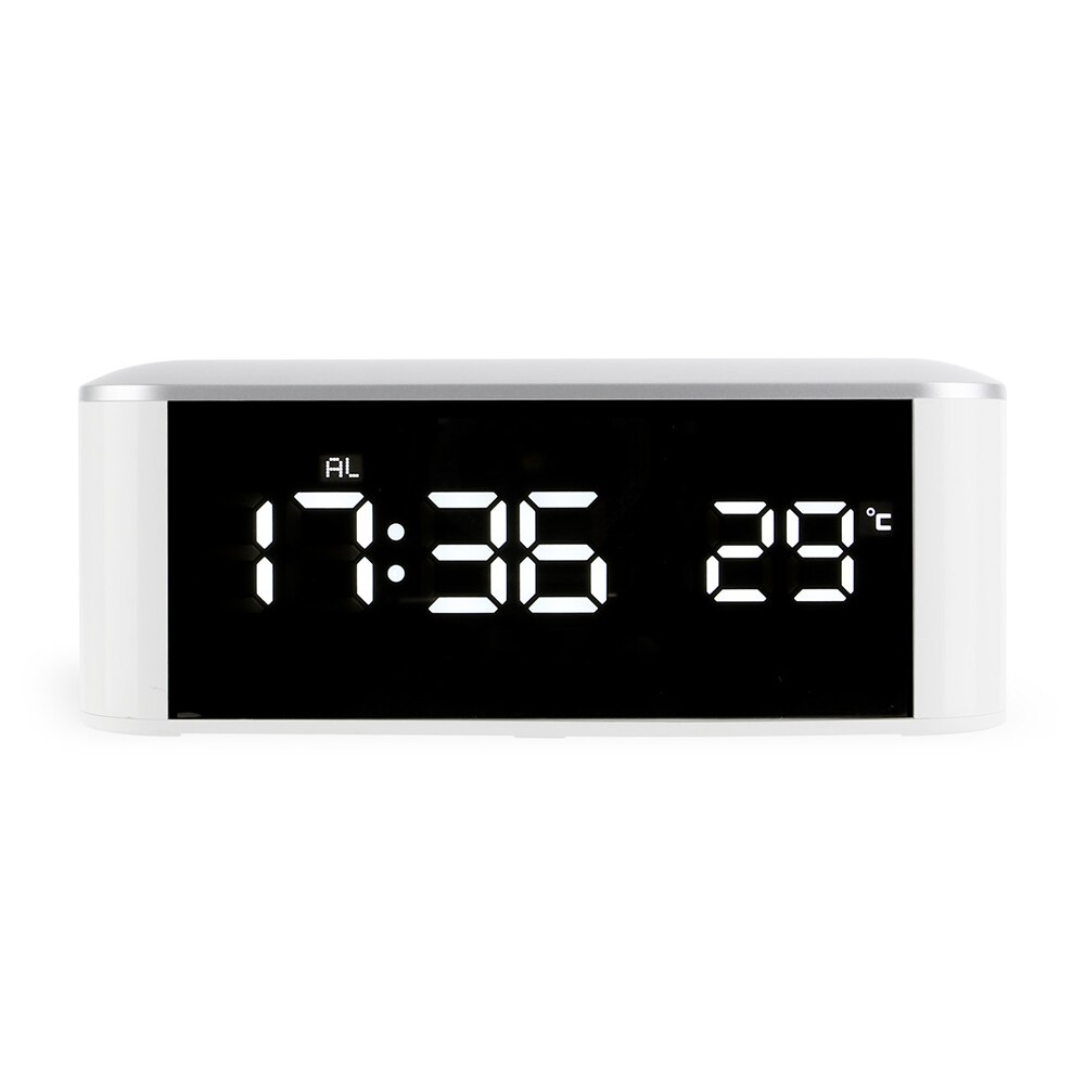 LED Digital Alarm Clock Thermometer Display Mirror Electronic Clock Table Clock with USB Cable Night Mode Function Home Decor: White