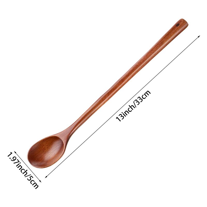 3 Pcs Wooden Mixing Spoons Kitchen Soup Serving Spoons Long Handle Cooking Spoons for Kitchen Stirring Serving Cooking
