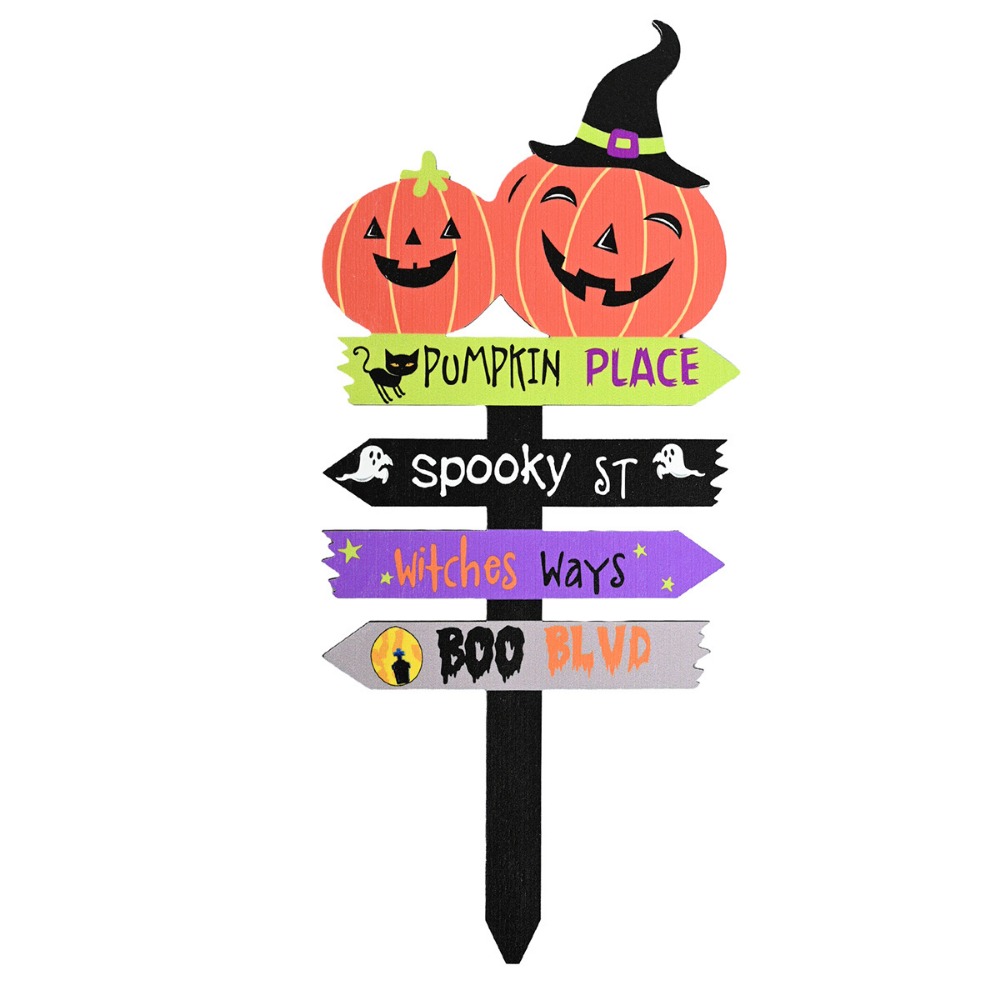 Drewniane Tabliczki Ogrodowe w Stylu klasyczny, Trwałe, Dekoracyjne Tabliczki na Halloween robić Ogrodu, Świąteczne Ozdobne Wkładki robić Ziemi, Akcesoria Ogrodowe: żółte światło