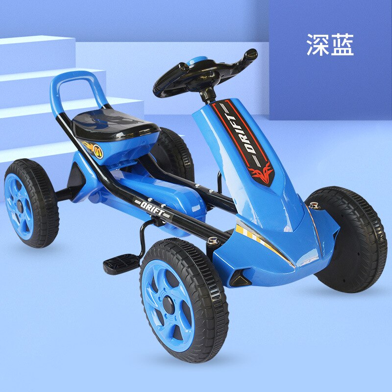 Los niños de cuatro rueda de Go-Kart bebé Pedal bicicleta de ejercicio los niños pueden sentarse cuatro ruedas playa bicicleta Pedal de bicicleta: E01 dark blue