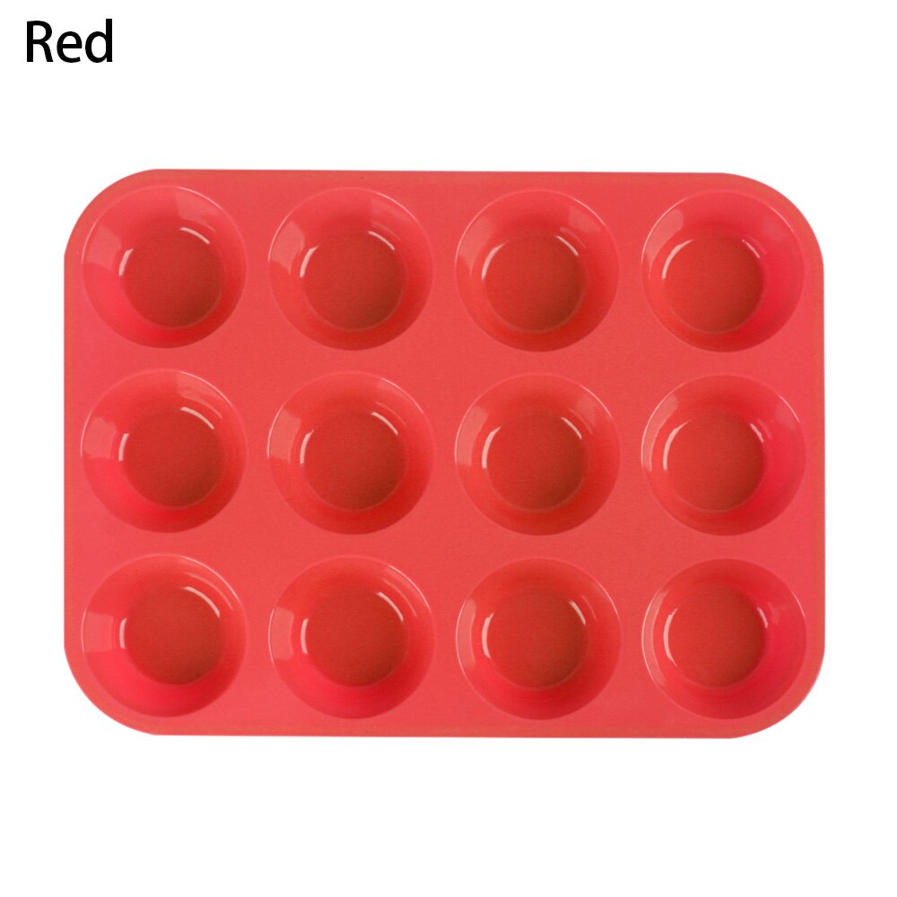 12 rooster siliconen grote muffin yorkshire puddingvorm antiaanbak cupcake bakvorm bakvorm keuken diy bakgereedschap: Rood