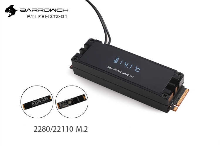 Barrowch – disque dur M.2 à affichage numérique, Kit de refroidissement, pour Type M2 SSD, spécification FBM2TZ-01, 2280/22110