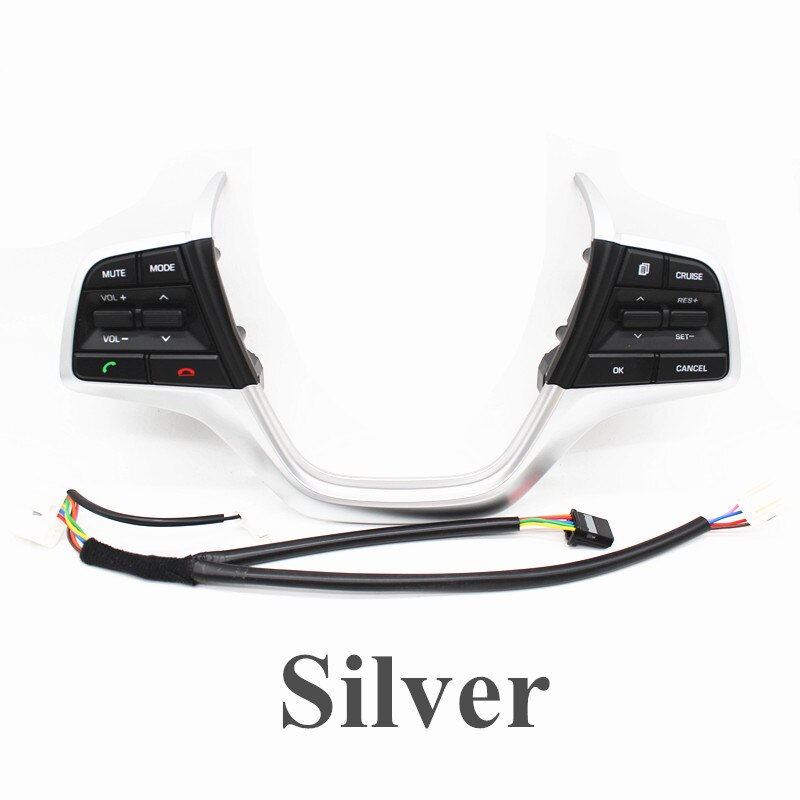 PUTEITE Steering Wheel Buttons For Hyundai Elantra 1.6L Volume channel Phone Cruise Controller button Switch car styling: silver