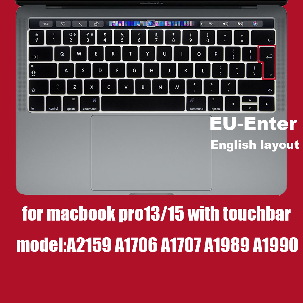 Kannettavan tietokoneen näppäimistön suojus eu&us näppäimistön kotelon suoja macbook prolle 16 13 air 12 15 touchbar malli  a1706 a 1466 a 1708 1990 2 a 1398 a 1534: Uusi pro 13 15eu- enter