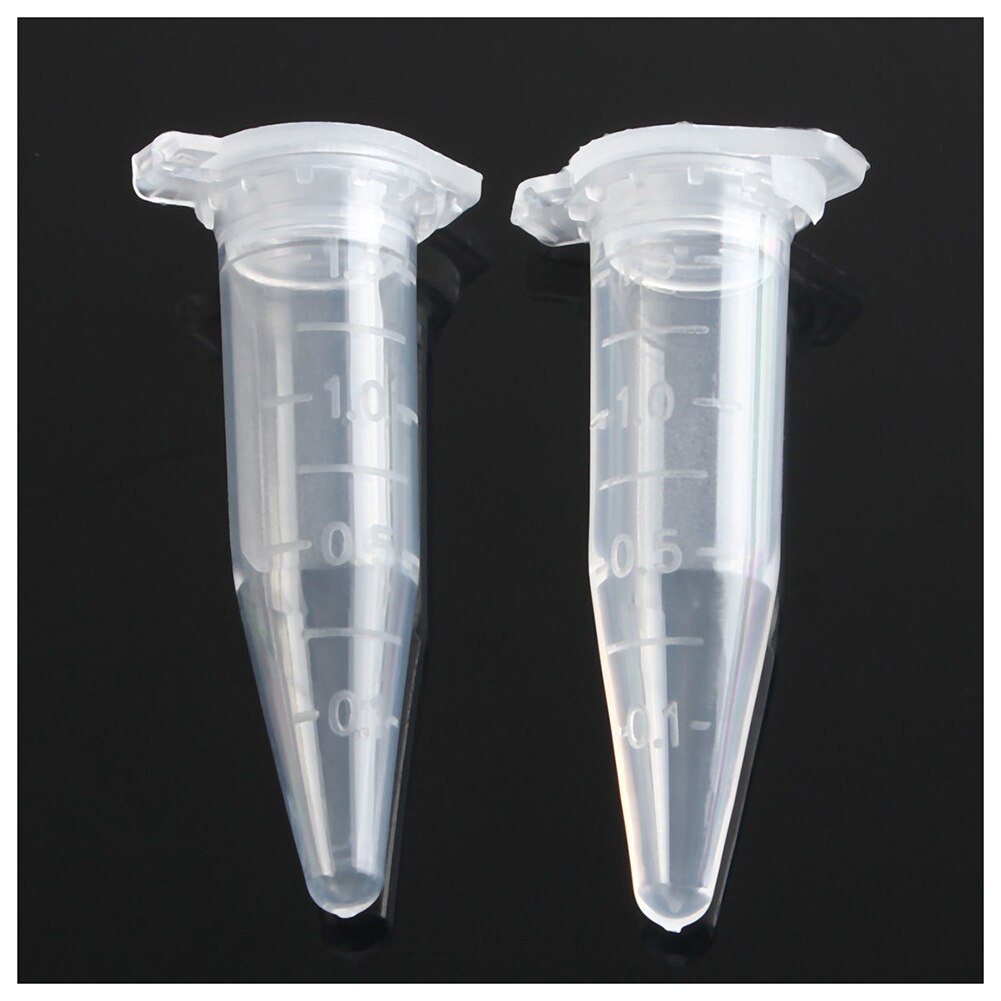-100PCS 1,5 ml laboratorio Mini tubo de ensayo plástico centrífuga Vial Snap Cap 42x11mm transparente
