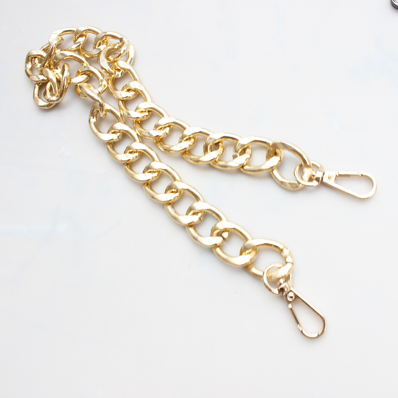 Aluminium väska kedja tjock kedja för väskor handväska kedja axel crossbody väska rem för cluth liten handväska handtag väska tillbehör: Guld- / 60cm