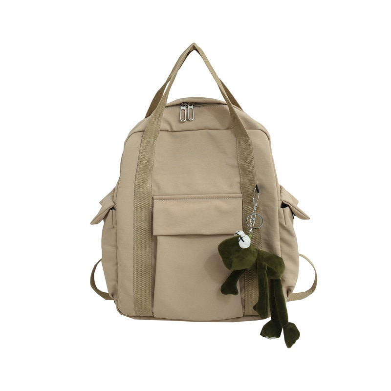 Casual Ins Style School Bags Male High School Students College Campus Backpack Retro Female Real Shot Wild Backpacks: Khaki