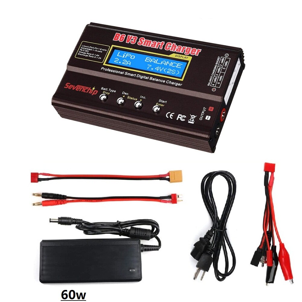 Chargeur de batterie LiPo 1S-6S 80W, décharge numérique pour batterie Li-ion Life NiCd NiMH LiHV PB + alimentation: Collocation 1 / US plug