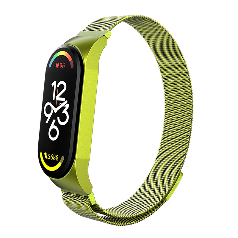correa mi band 4 5 6 7, Milanese Loop para Xiaomi Mi Band 7, 6, 5 y 4, Correa de reloj de acero inoxidable, pulsera mi band 4, 6, 5, 3, 7 pro: S / Rosa verde