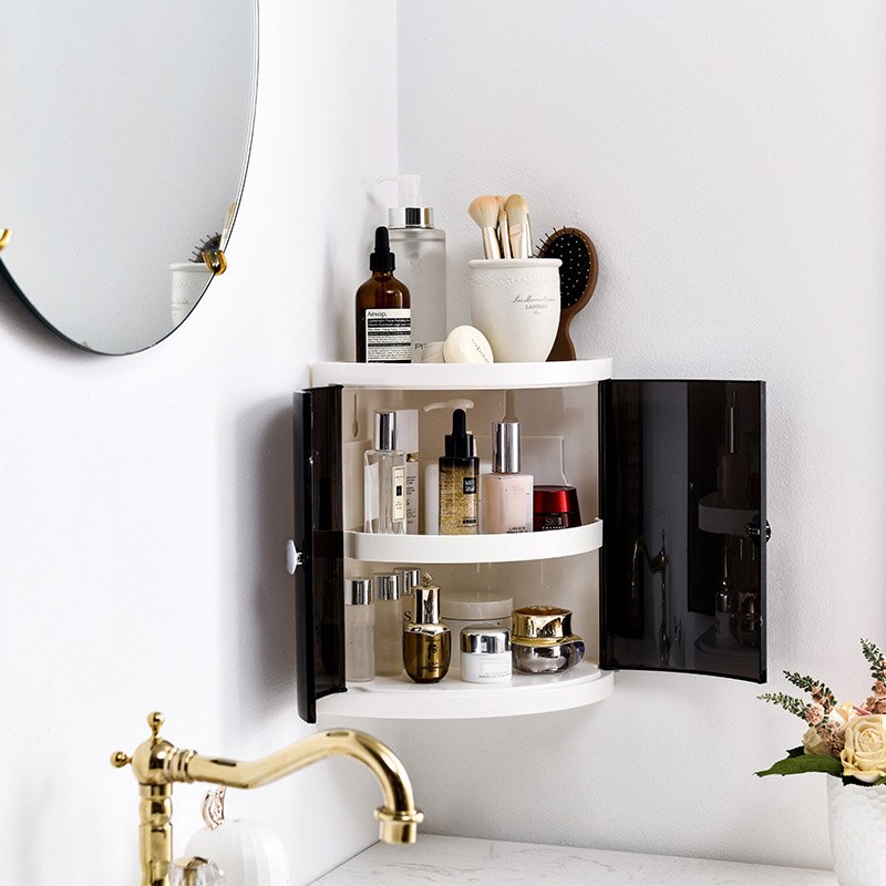 Bathroom shelf Plastic Triangle Storage Rack Wall-absorbing Cosmetic Storage Box Free Punching Kitchen Bathroom Accessories