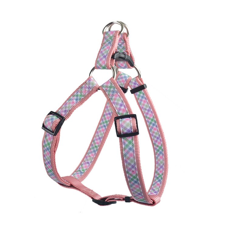 Husdjur små hundselar nylonmönster tygsele xs/s/l hållbar stark sele för stora medelstora små hundar chihuahua  hy060: Rutigt mönster / Xs 1 cm 25-40cm