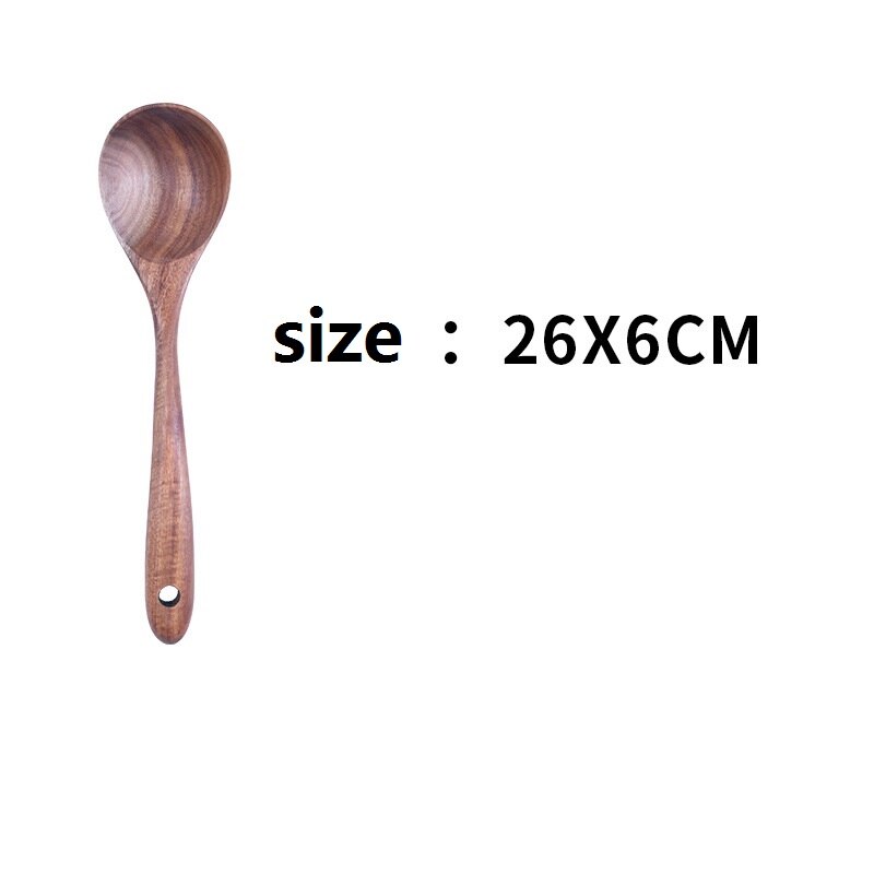 Fett thai teak köksutrustning köksredskap värmebeständigt kök non-stick köksredskap bakverktyg kök träsked: Yz213-3