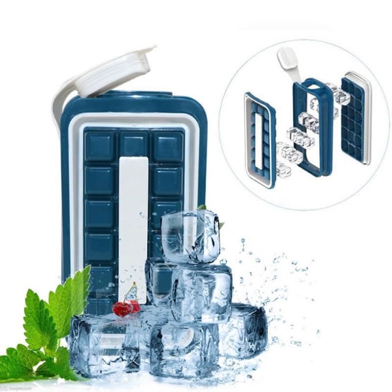 2-in-1 Portable Ice Cubic Maker Kettle Bar Ice Maker Container with Lid for Cocktail Ice Coffee Ice for Cold Drinking Ice Tray