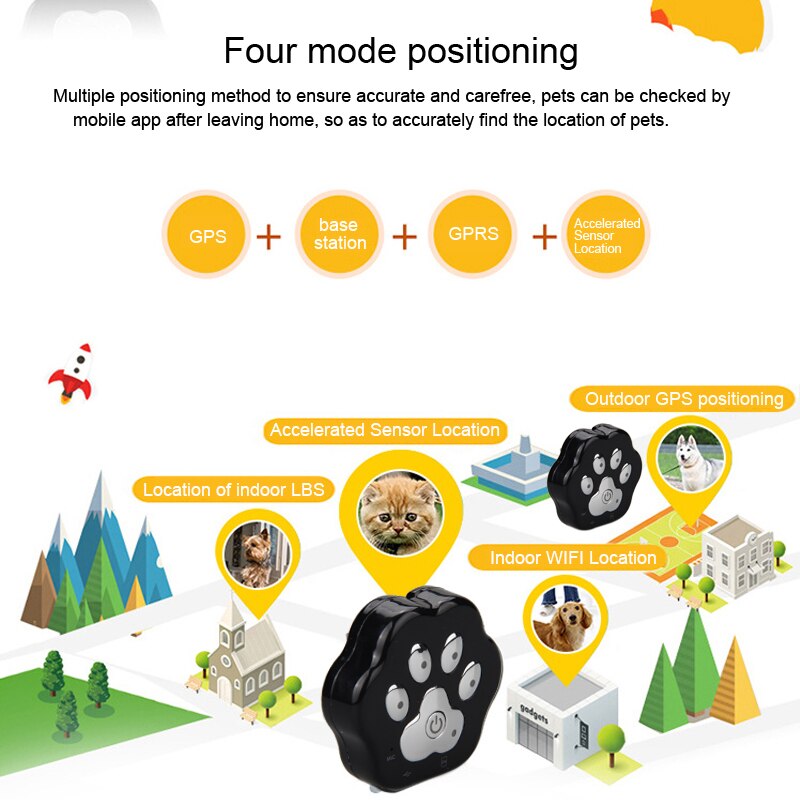 Globale localizzatore accorto animale domestico inseguitore anti-Perso Geofence Gatto Collare Collare di canna Gsm/Gps Wifi localizzatore Impermeabile IP66 per pagina ragnatela/App/Wechat