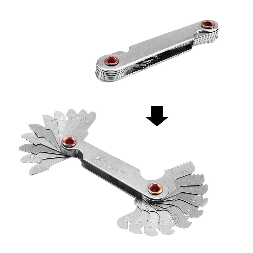 Thread Measuring Gage 60 Degree Metric Screw Thread Pitch Gauge Contour Gauge Square Measuring Tools Angle Speed Square