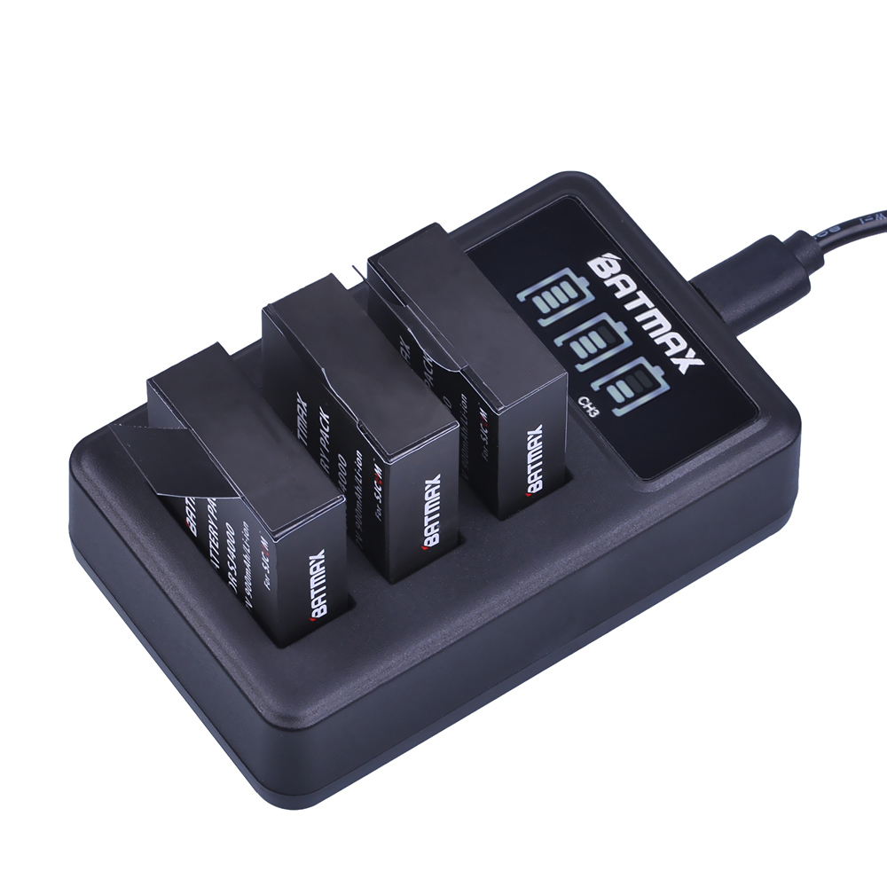 4Pcs SJ4000 PG1050 Battery Bateria + LED 3Slots USB Charger for SJCAM SJ4000 SJ5000 EKEN M10 4K H8 H9 GIT-LB101 GIT PG900