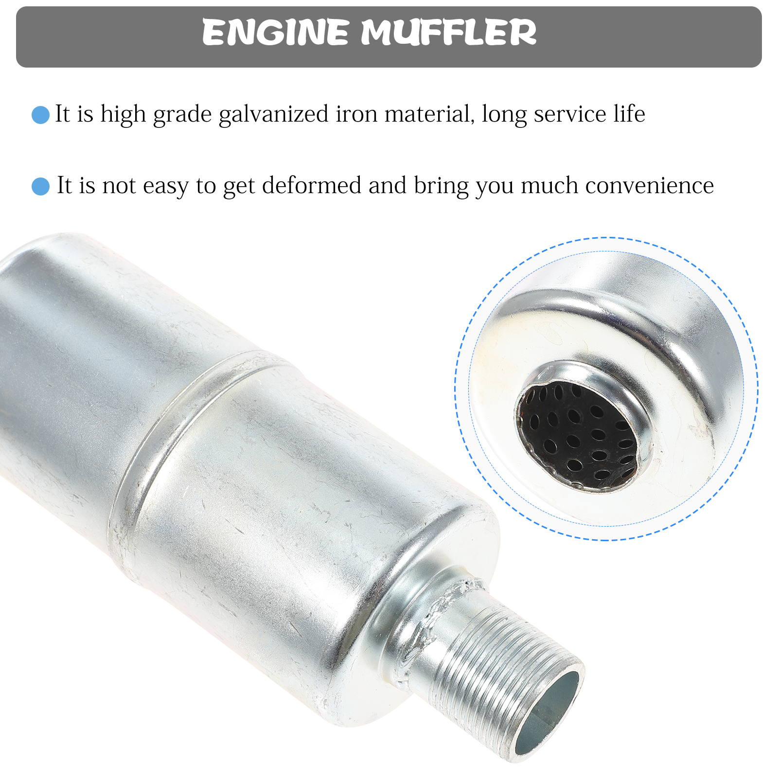Muffler for Lawn Mower Garden Equipment Engine Generator 3/4 Inch Threaded Lawnmower