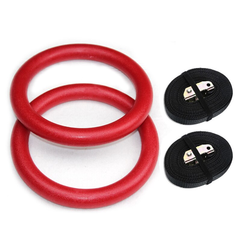 28mm abs gymnastikringe pull-up fitness gym ringe til arm bryst mavemuskel krop styrketræning crossfit træning: Rødt sæt
