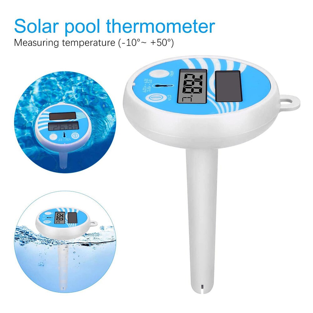 Floating Solar Pool Thermometer Waterproof Digital LCD Display Spa Thermometer for Outdoor Indoor Pools Spas Tubs Ponds