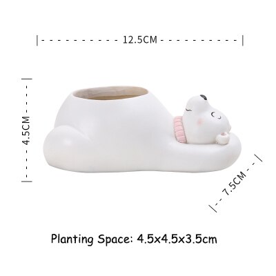 1pc dyreharpiks sukkulent plantepotte dekorativ desktop urtepotte mini bonsai planter hjem haveindretning bjørn zebra giraf: Isbjørn