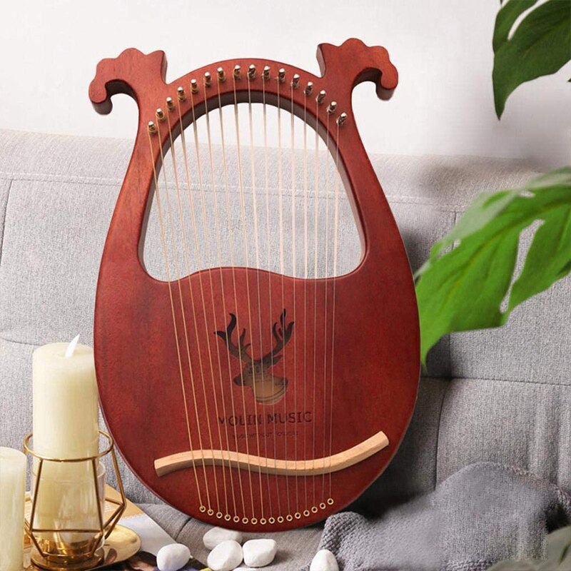 Lyre harpe ,16 strenge harpe bærbar lille harpe med holdbare stålstrenge træsnor musikinstrument: Multi