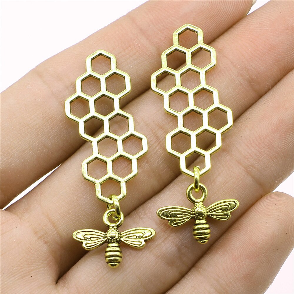 Dijes de abeja, Hornet de miel, Bronce Antiguo, colgantes de Color plateado, hallazgos de fabricación DIY, artesanía hecha a mano, 10 piezas: Chapado en zinc blanco y azul