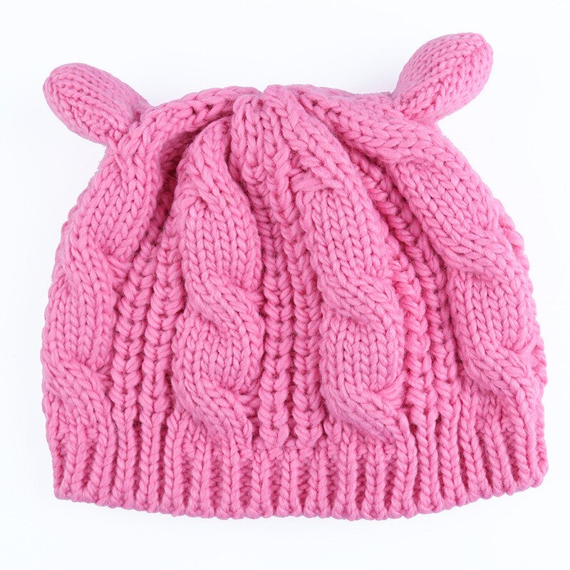 Orecchie di gatto delle donne solido del cappello di Inverno lavorato a maglia cappelli di lana berretti Cappellini uncinetto di tendenza cofano carino cappuccio delle donne gorros mujer invierno