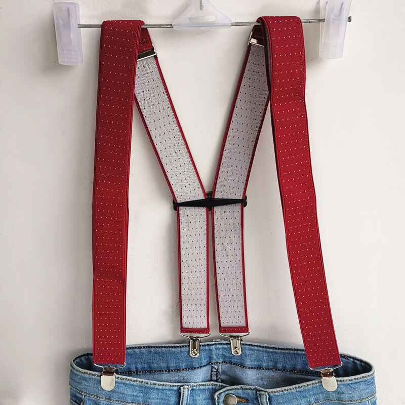 Producto suspensor de puntos en forma de H para hombres y mujeres, tirantes de 3 tamaños para boda, conjunto de camisa, tirante rojo Jujube BD066