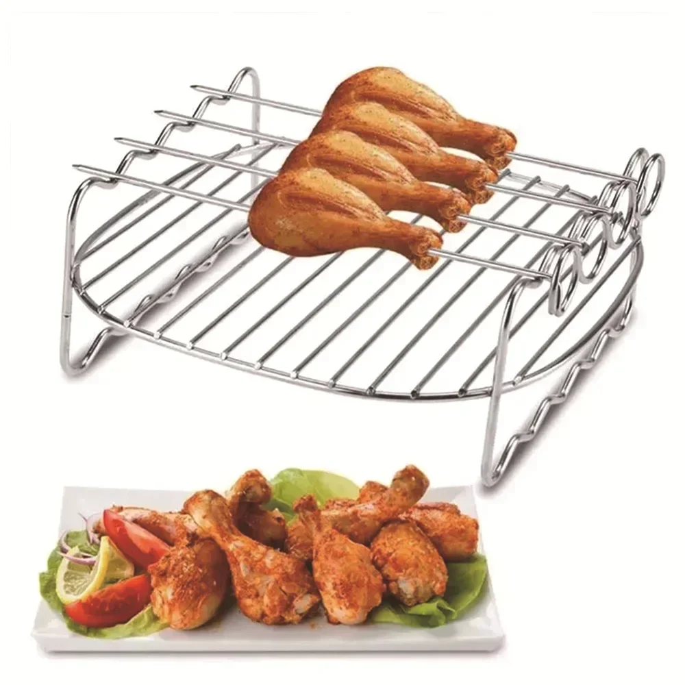 Roestvrijstalen grill 6/7/8 inch luchtfriteuse Stoomgrill met grillnet Mini ronde grill Gegrilde visrek Luchtfriteuseaccessoires