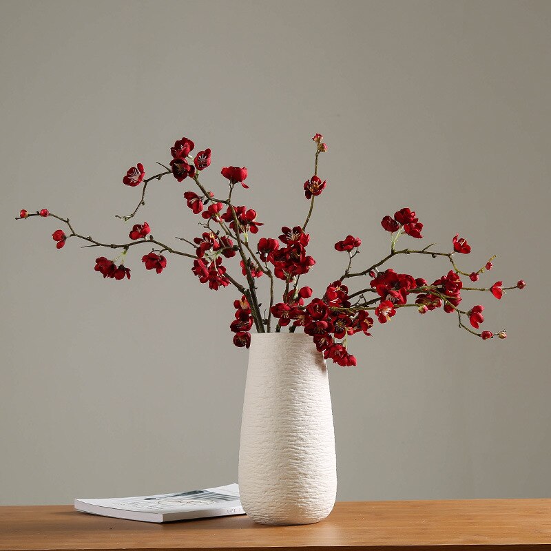 Hvit vase keramikk vase hjemmedekorasjon tilbehør tørr blomst moderne minimalistiske litterære vaser for blomster ev dekorasyon