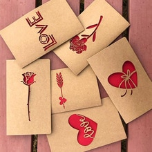 Retro Kraft Kerstkaart Handgemaakte Holle Liefde Voor Wenskaart Valentijn Verjaardag Bruiloft Thanksgiving Card