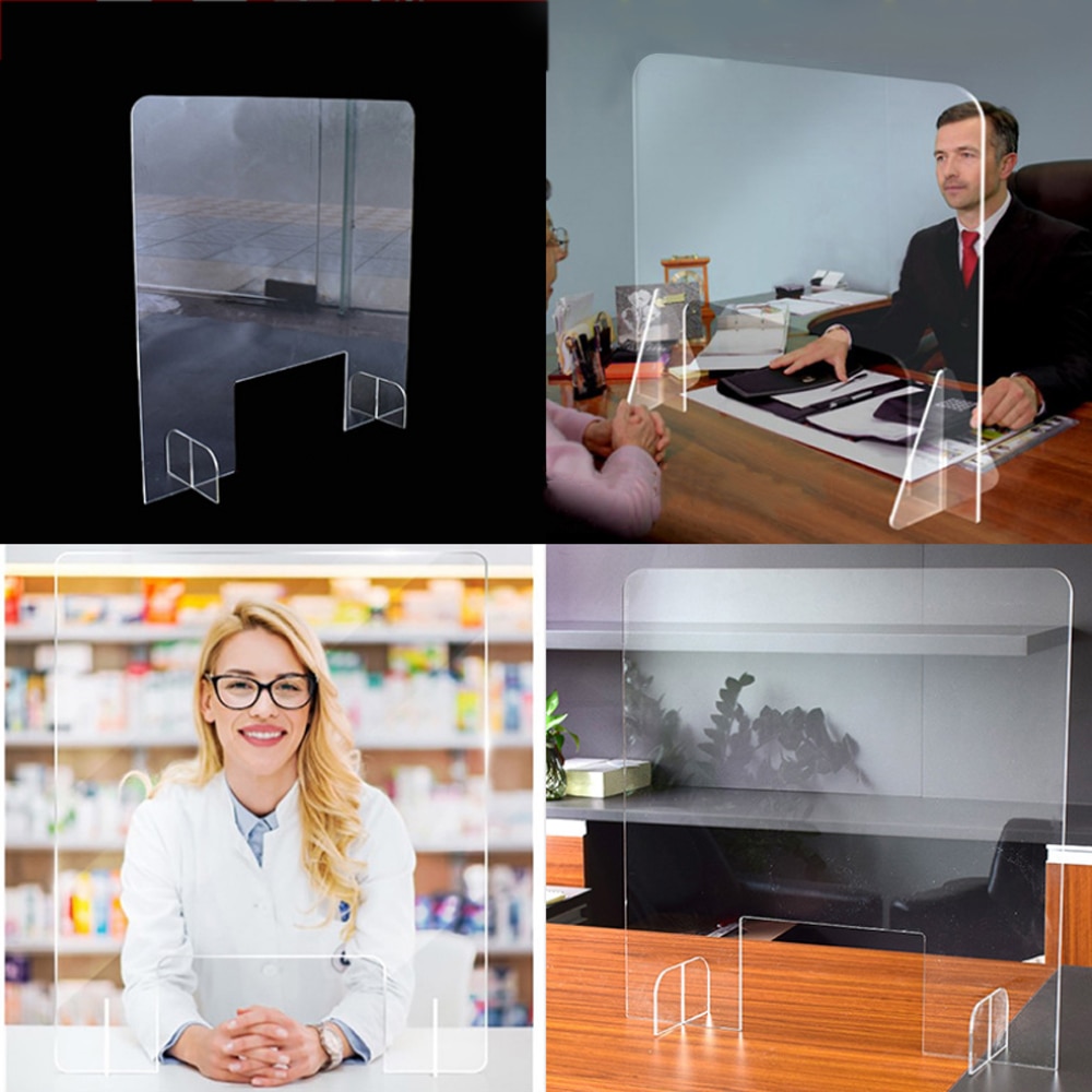 Acrylic Sneeze Guard Shield Protection Safety Top 40x40cm Health For Salons Retailers Restaurant Grocery Stores