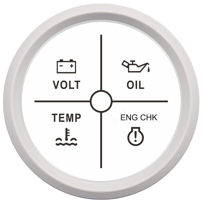 52Mm 4 Led Alarm Gauge Meter Water Temperatuur Volt Olie Druk Check Engine Indicator Water Temp Gauge Voor Auto boot Marine