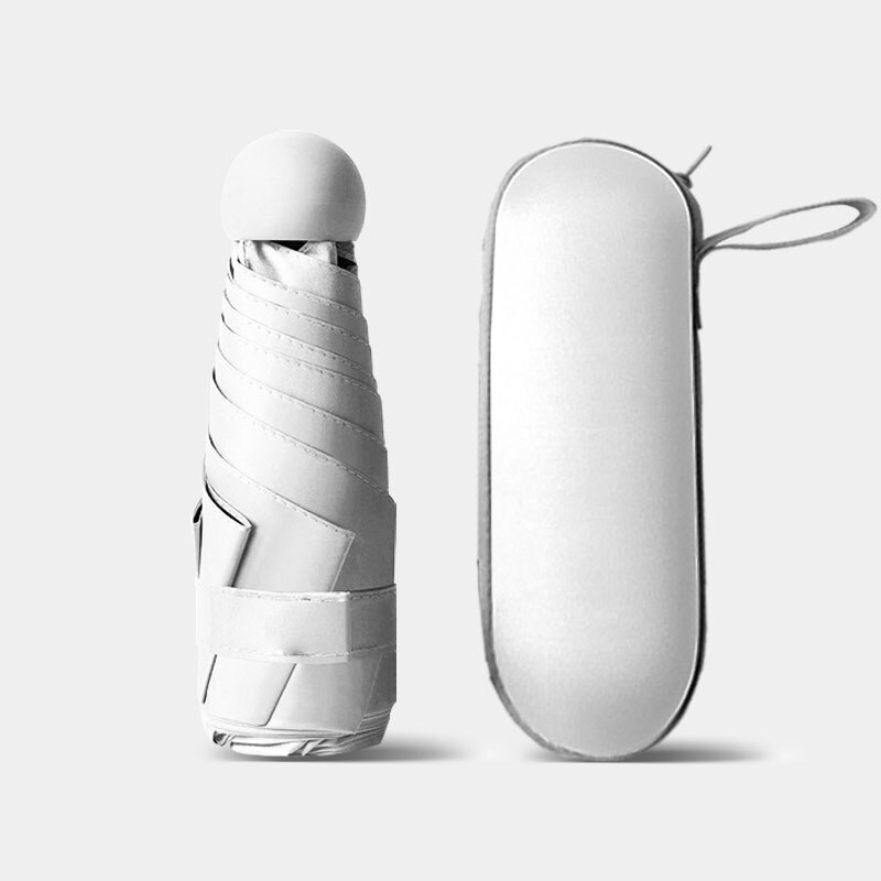 Mini Five-fold Ultra-light Compact Portable Capsule Sun Umbrella Female Sunscreen UV Protection Sunshade Umbrella Dual-use: white