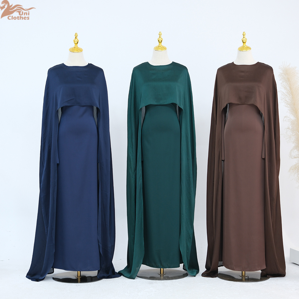 Ramadan Satin 2 Piece Abaya Modest Muslim Sets Kebaya African Dresses For Women Robe Femme Musulmane Caftan Marocain Vestidos