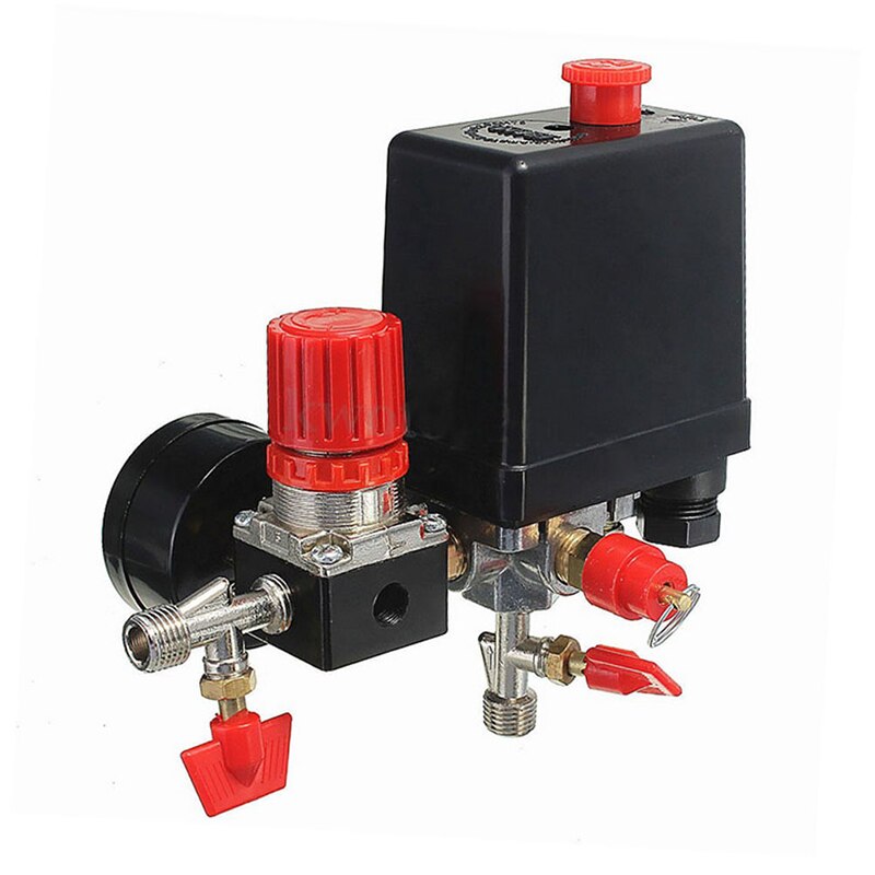 Air Compressor Pressure Valve Switch Manifold Relief Regulator Gauges 120PSI 1Pc