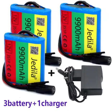 100%.New.12V.9900 mAh.3S1P.Batterie Au Lithium.18650.Batterie Au Lithium Pack Protection Conseil Recarregável.: vinho