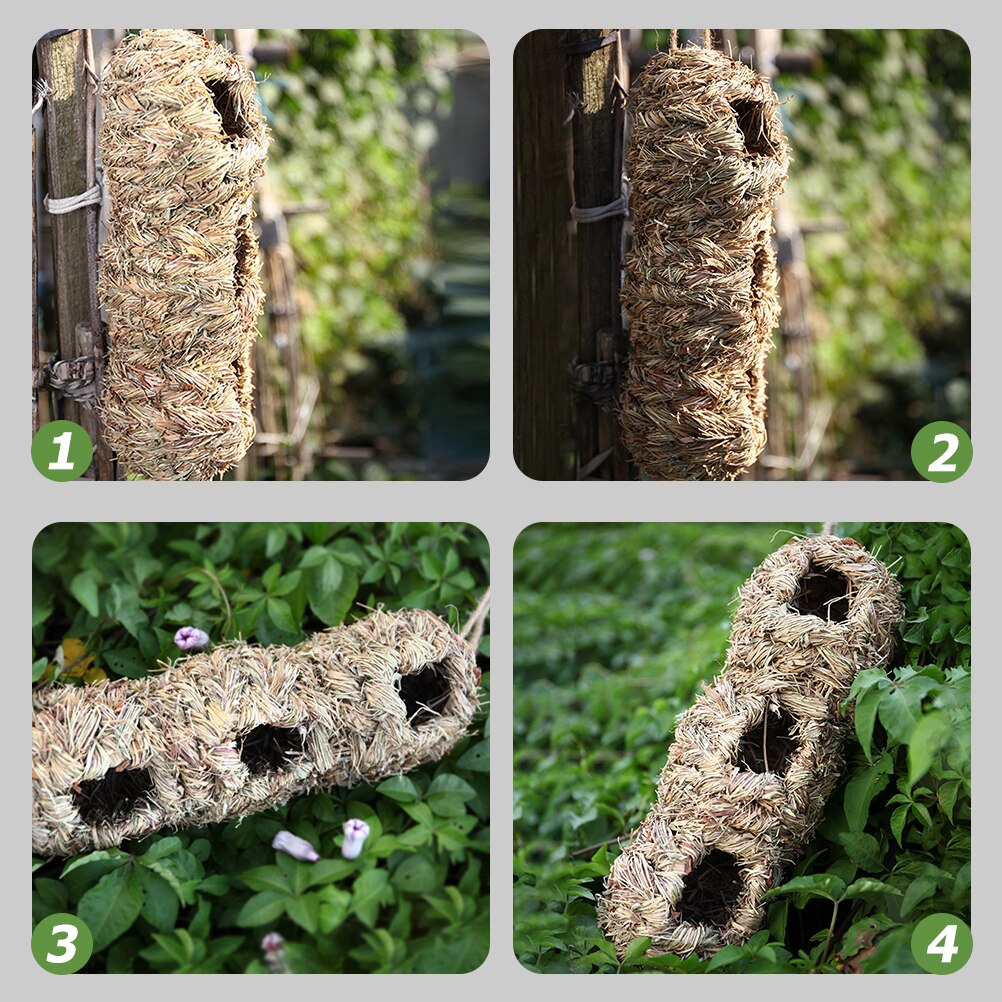 2 Pcs Straw Bird Nests Outdoor Bird Breeding Nests Hand-made Birdhouses