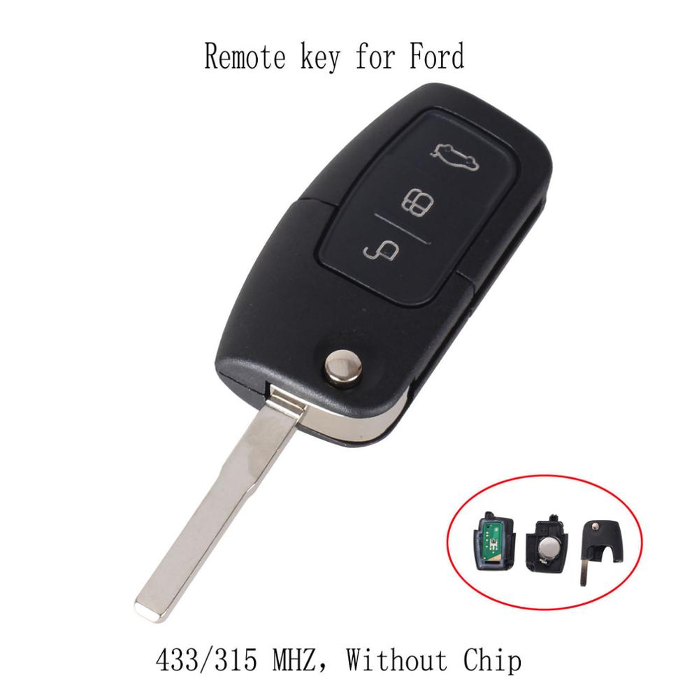 KEYYOU 433MHz 4D63 Chip 3 Knoppen Flip Folding Afstandsbediening Sleutel voor Ford Focus Fiesta Fob Case Met HU101 Blade: Without Chip