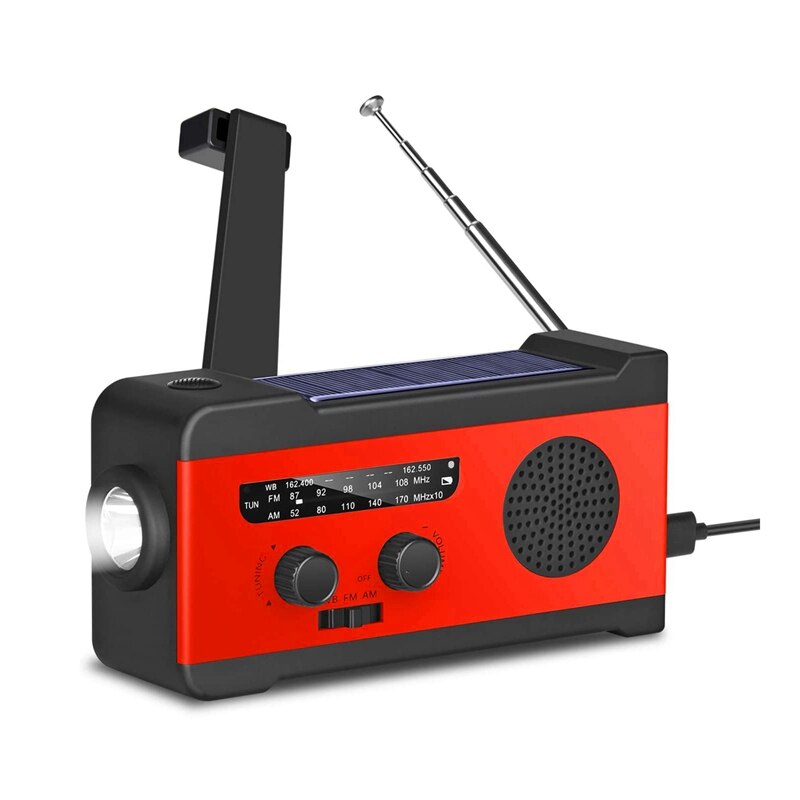 solenergi nødsituasjon er fm wb radio med lommelykt sos alarm dynamo håndveiv noaa radio 2000 mah makt bank til mobiltelefon