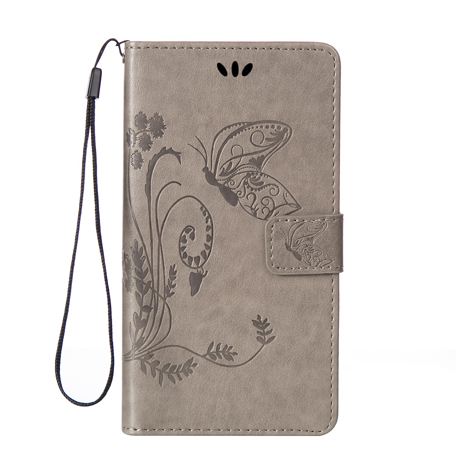 Coque for Huawei Y600 Y600-U20 Y600-U351 Case Phone Leather Cover for Huawei Y 600 Y600-U151 Retro Butterfly Wallet Flip Case: Gray