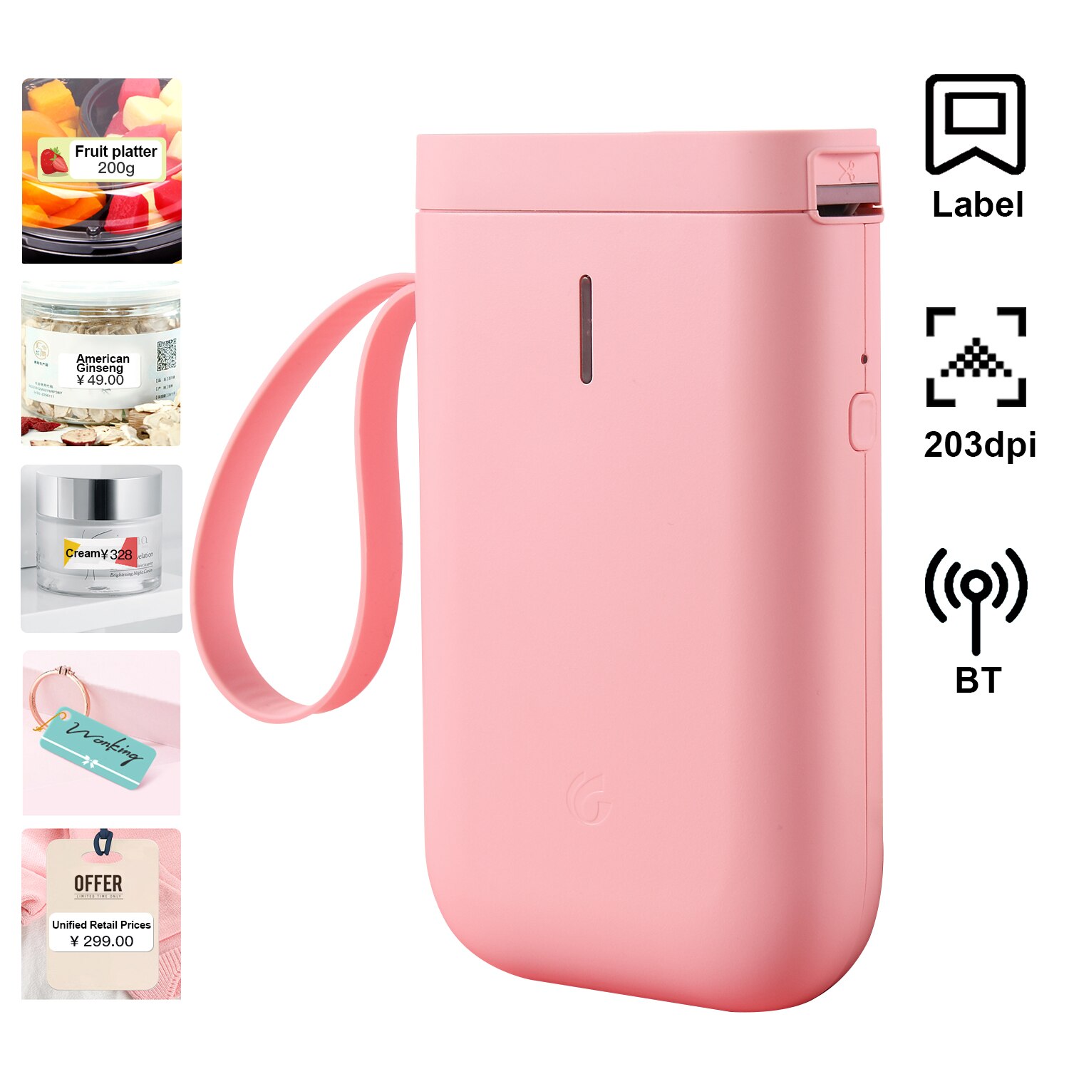 D11 draagbare handheld thermische etikettenprinters, bluetooth-etikettenmaker, draagbare draadloze etikettenprinter voor thuisgebruik: Roze