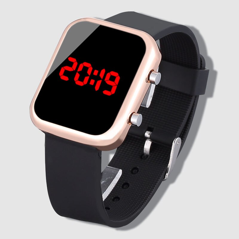 Brand Kids Watches Black Led Silicone Watch Boys Electronic Clock Children Watches Relogio Infantil Sports Wristwatch: Rose gold