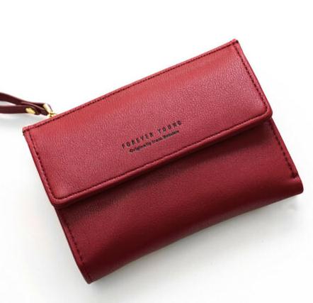 Kvinder små punge dame læder brevpung kort unisex mønttaske enkel til kvinders clutchkortholder pung: Rød