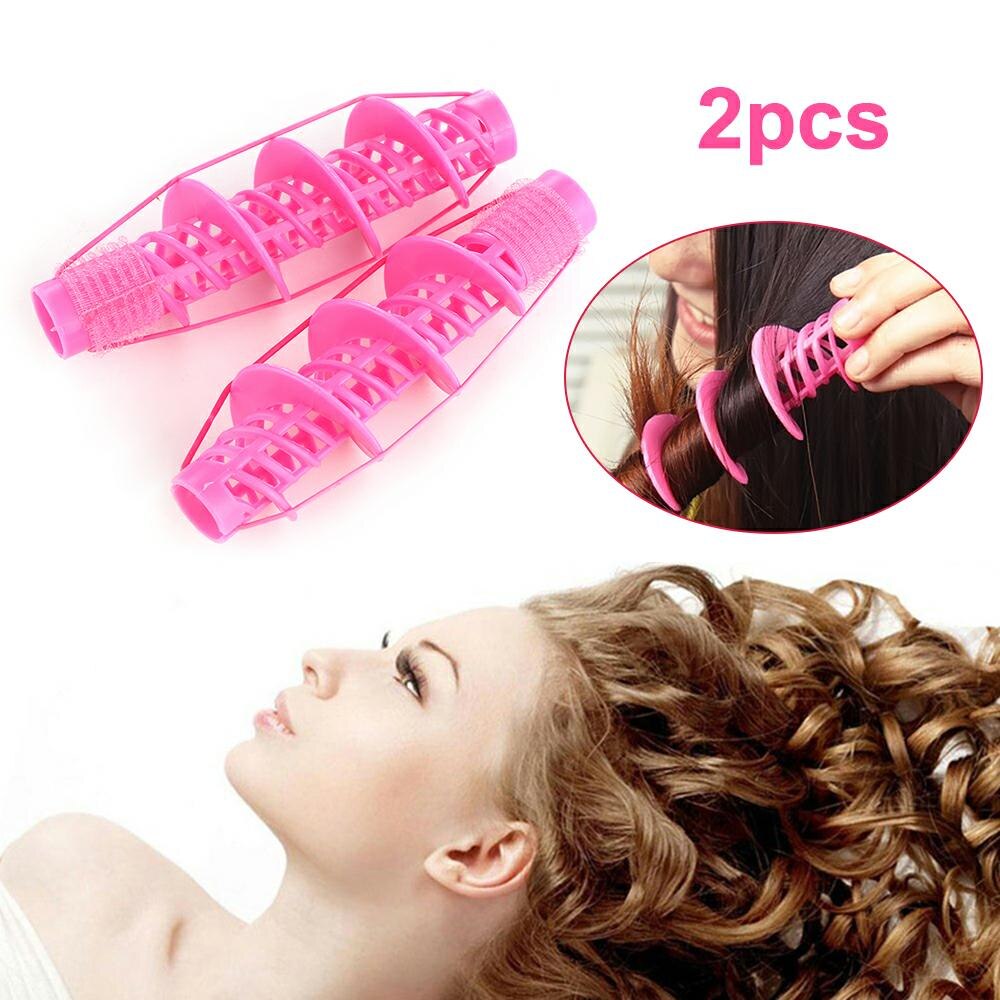 2 Stuks Niet Pijn Haar Salon Natuurlijke Grote Golf Krullen Rollers Spiral Curler Diy Styling Hair Kappers Krulspelden